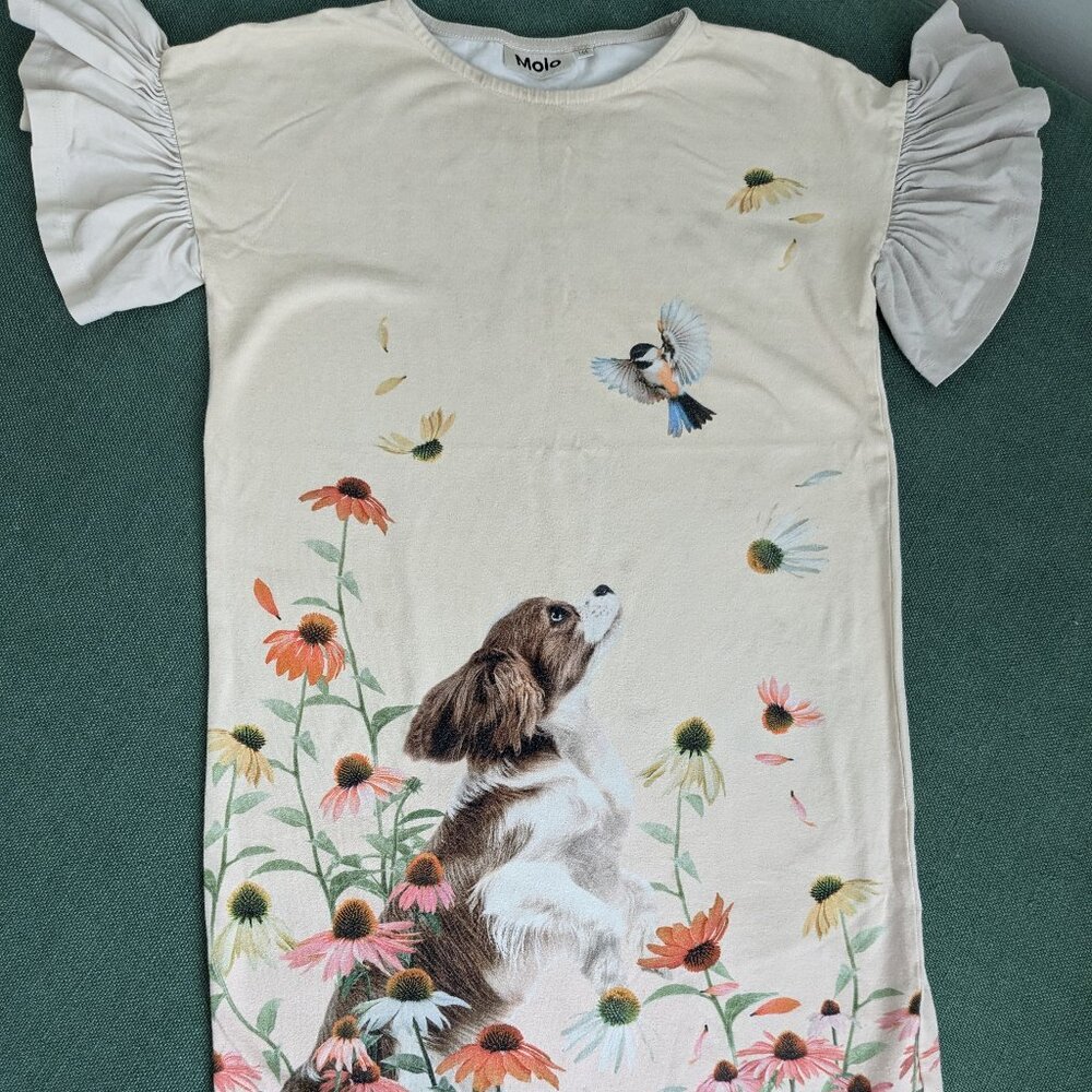 Molo Coralie puppy t-shirt dress sz 11-12
